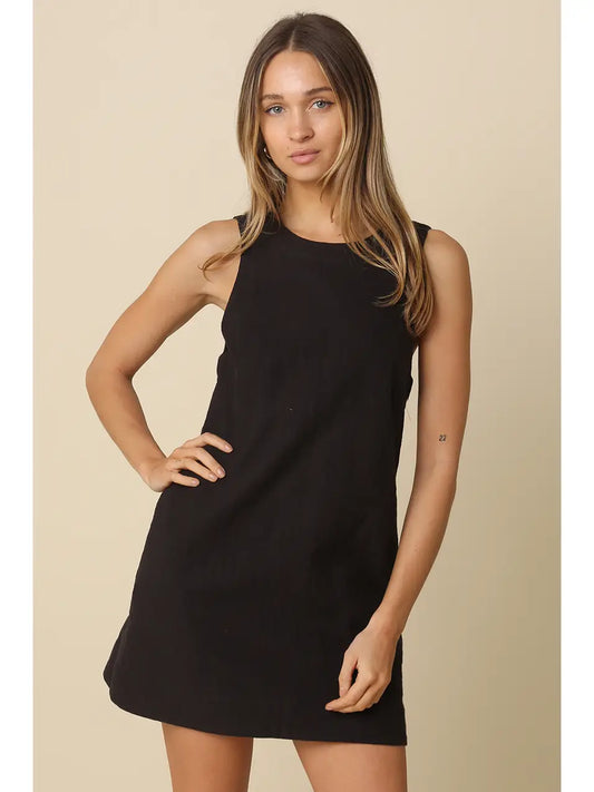 Eve Open-Back Mini Dress - Black