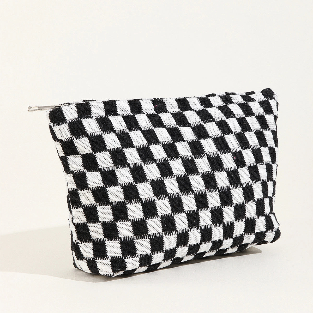 Large Plaid Wash Bag Cosmetic BAG- Black and White