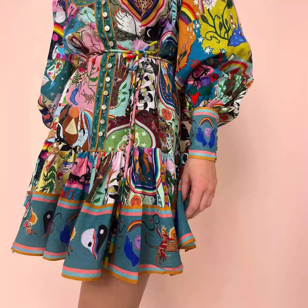 Boho Chic Autumn Print Maxi Dress