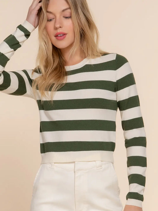 Crew Neck Fitted Sweater - Olive