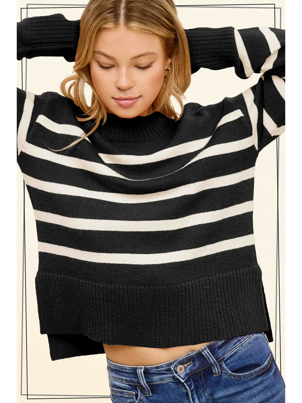 Alani Striped Dolman Sweater  - Oreo