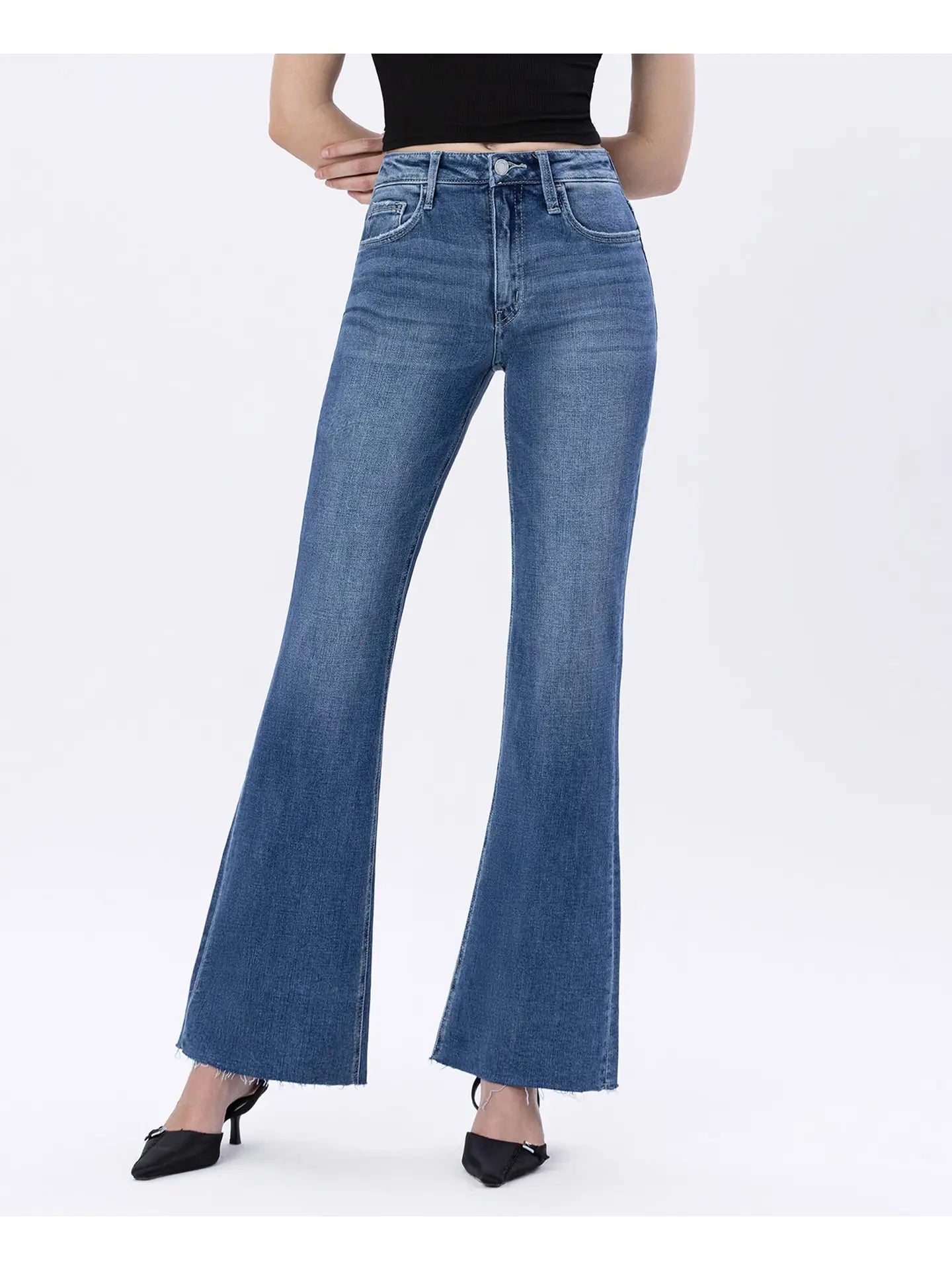 Avery Raw Hem Relaxed Flare Jeans