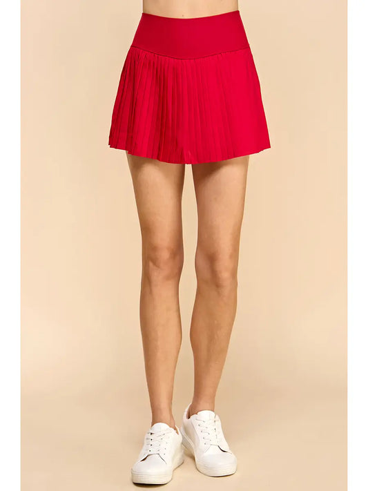 Pleated Athletic Skirt-Crimson