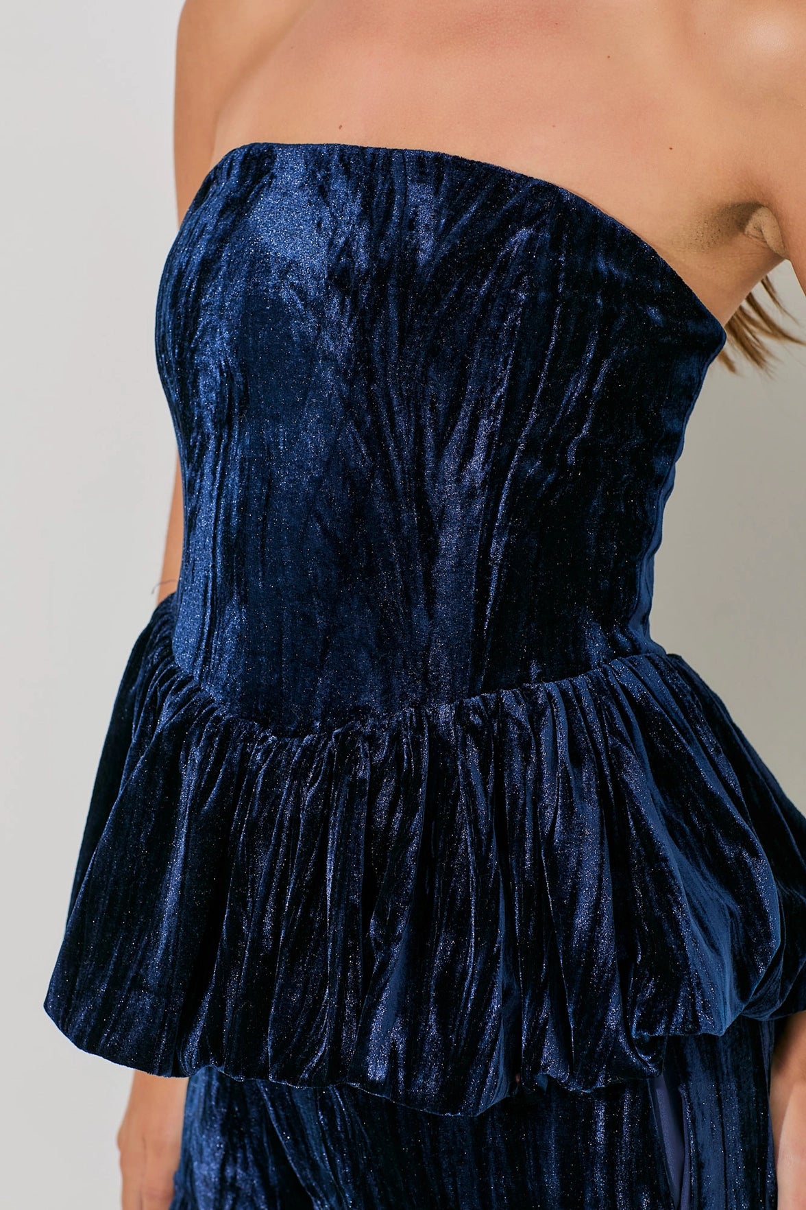 Crushed Velvet Bustier Top - Midnight
