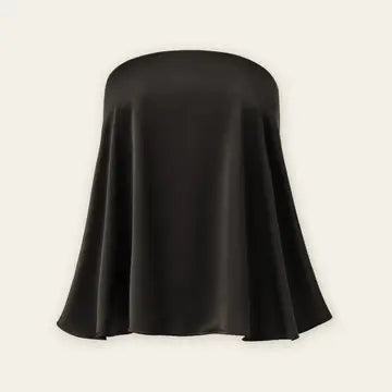 Satin Strapless Top - Black