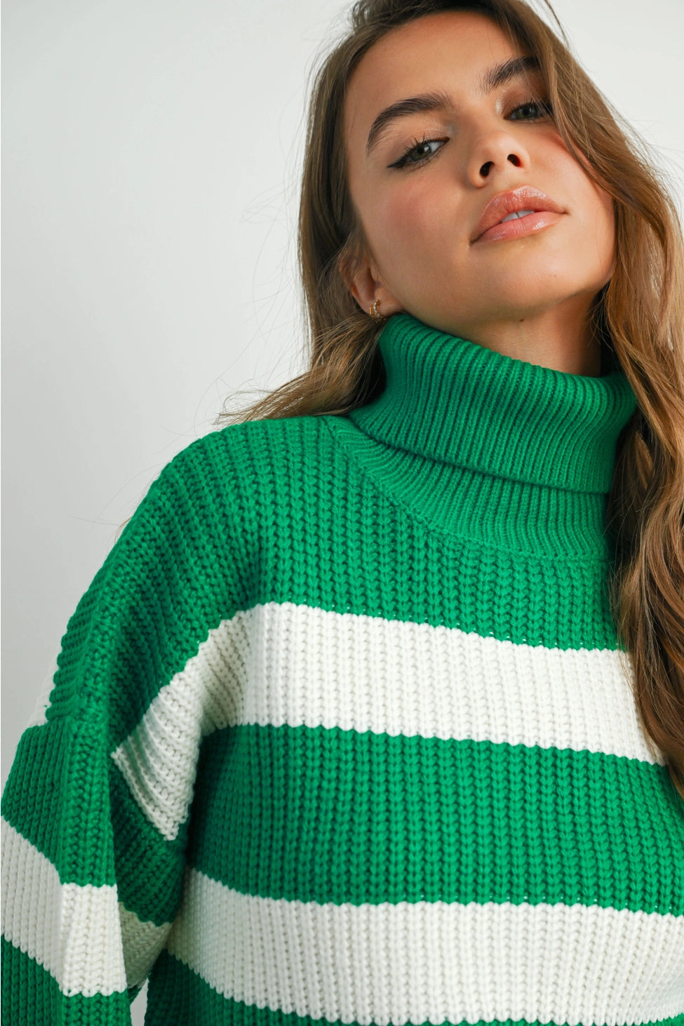 Striped Turtleneck Pullover Sweater