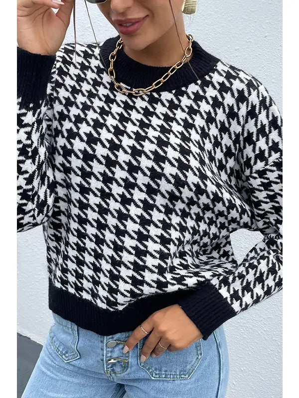 French Houndstooth Sweater