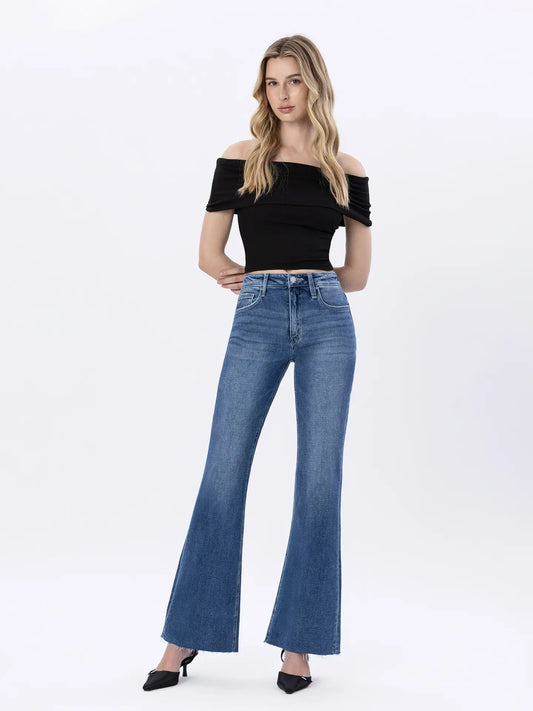 Avery Raw Hem Relaxed Flare Jeans