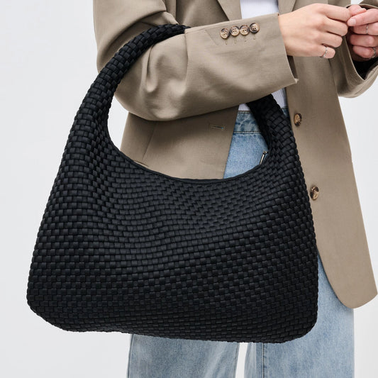 Dare To Dream Black - Large Woven Neoprene Hobo