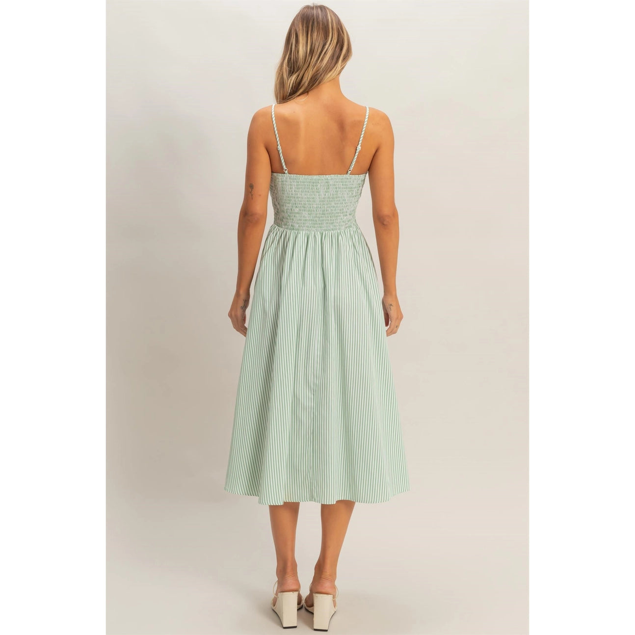 Sage Striped Dress