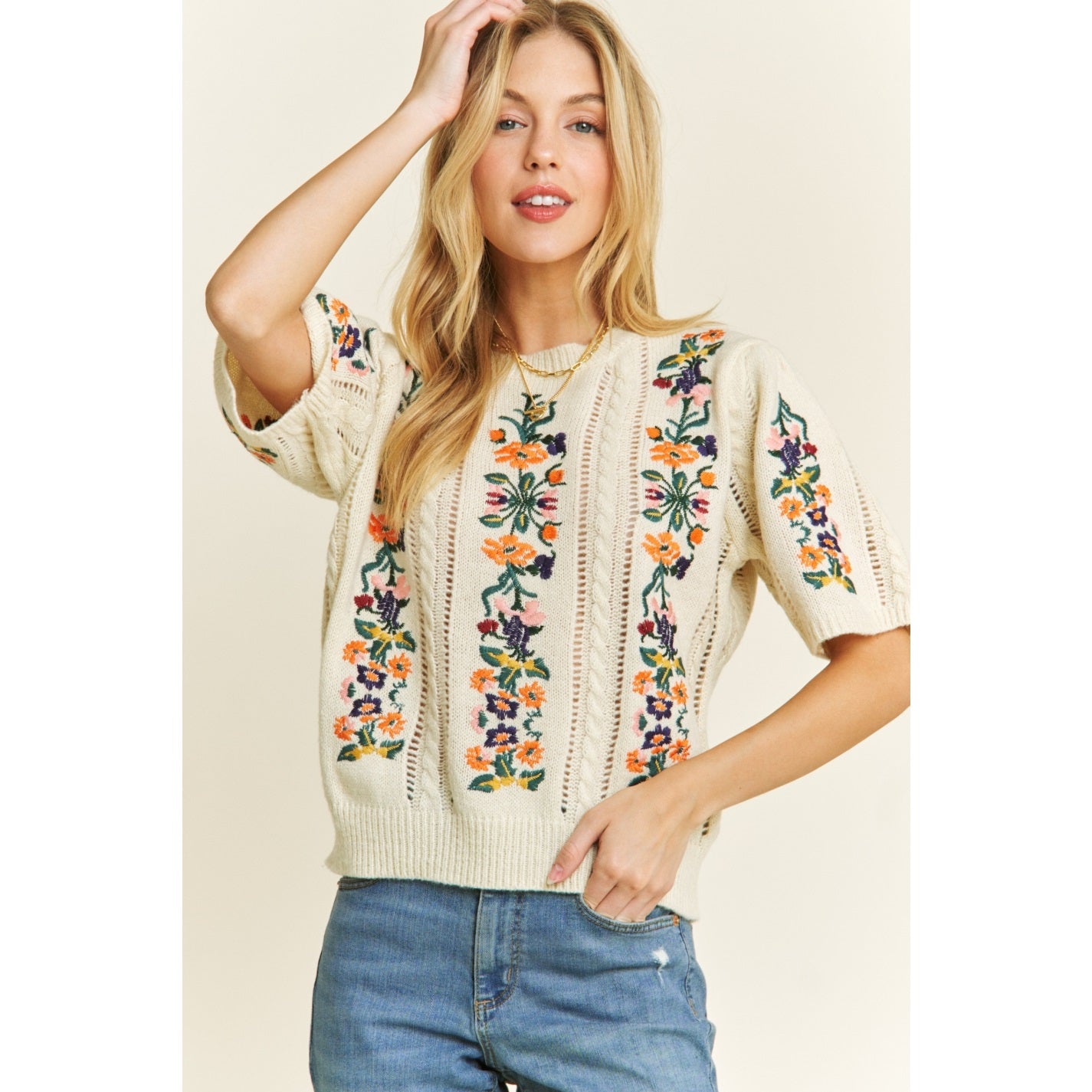 Floral Embroidered Sweater