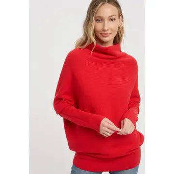 Dolman Slouch Pullover - Red