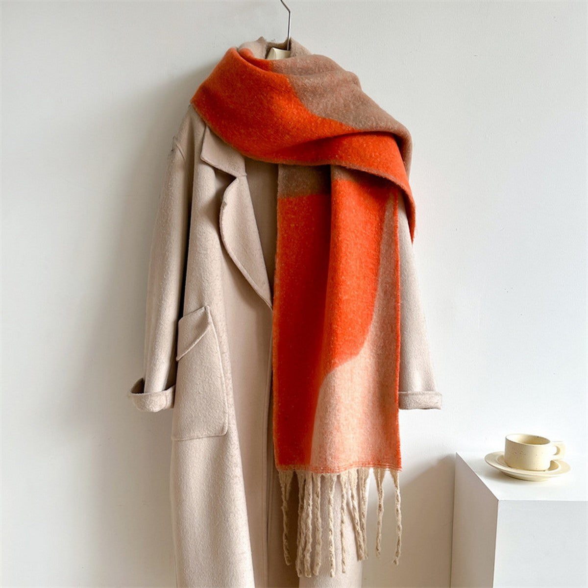 Autumn and Winter Geometric Colorblock -Orange