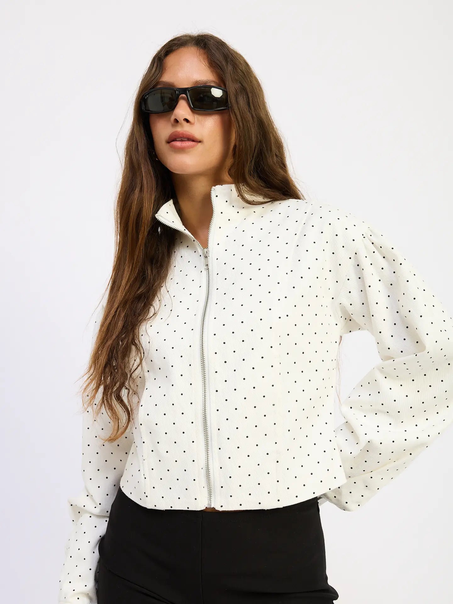 Kimberly Polka Dot Zip Up Jacket