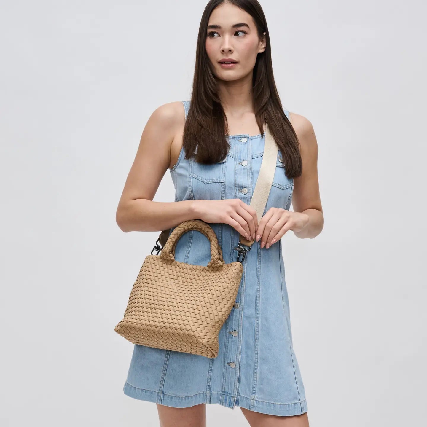 Sky's the Limit - Small Woven Neoprene Crossbody- Nude