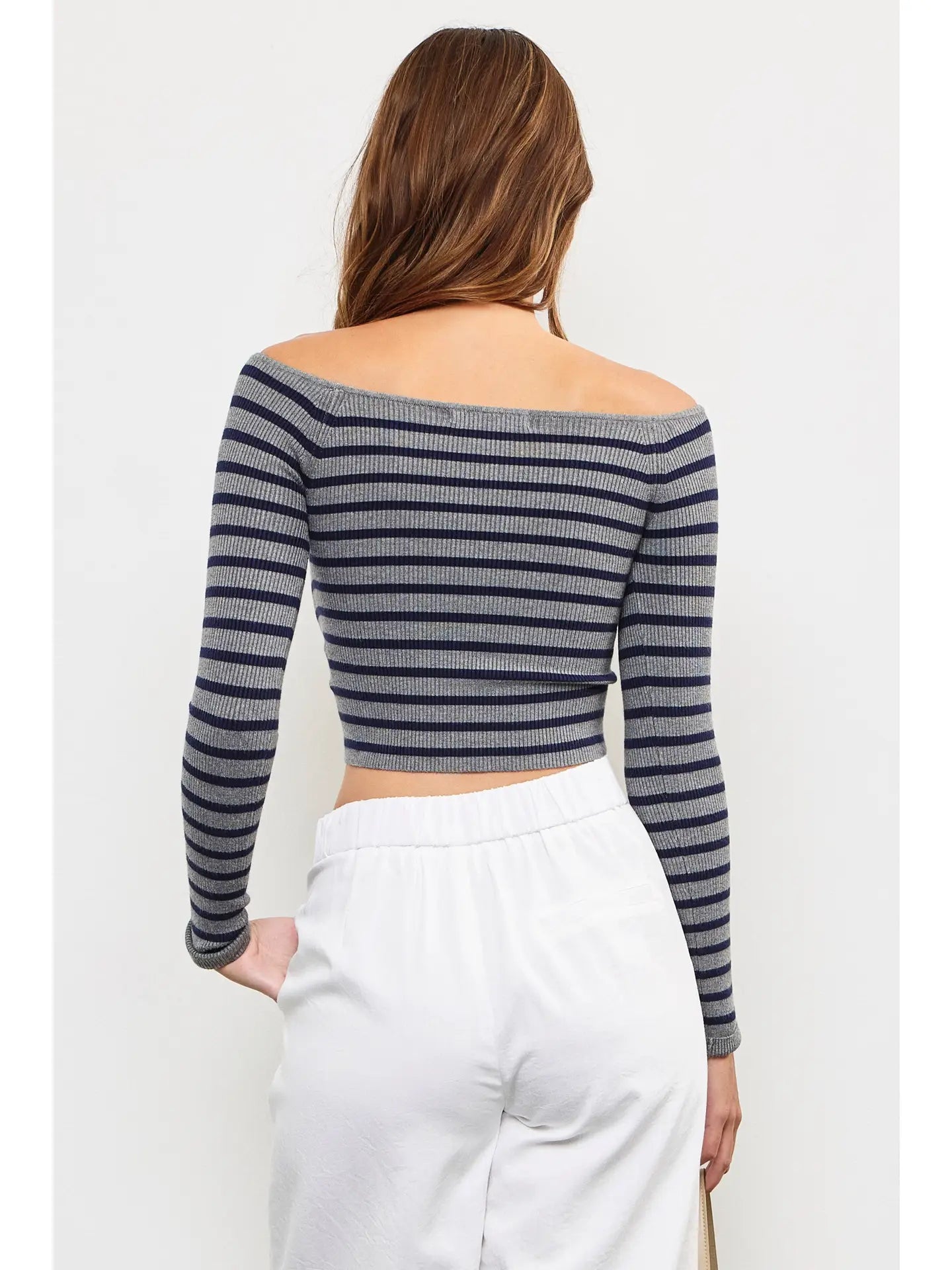 Off The Shoulder Striped Knit Top