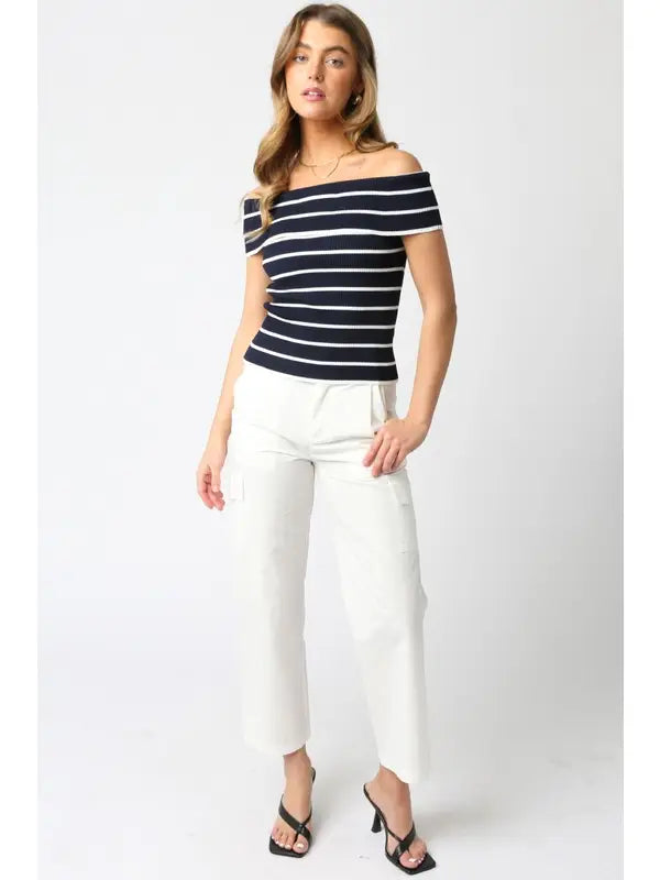 Marina Navy Stripe Knit Top