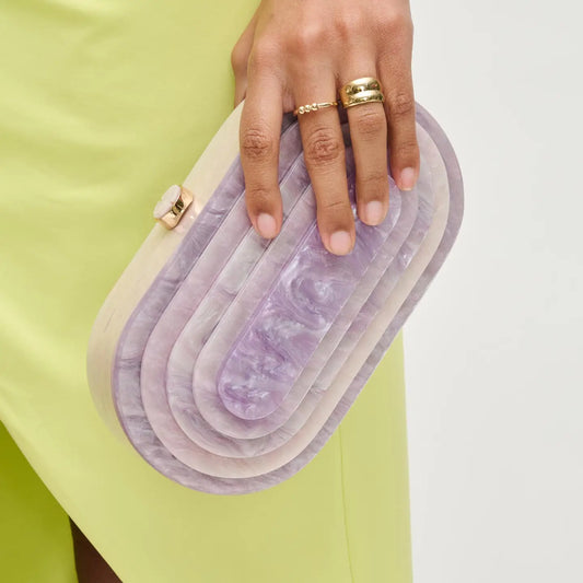 Art Deco Acrylic Evening Bag - Lilac