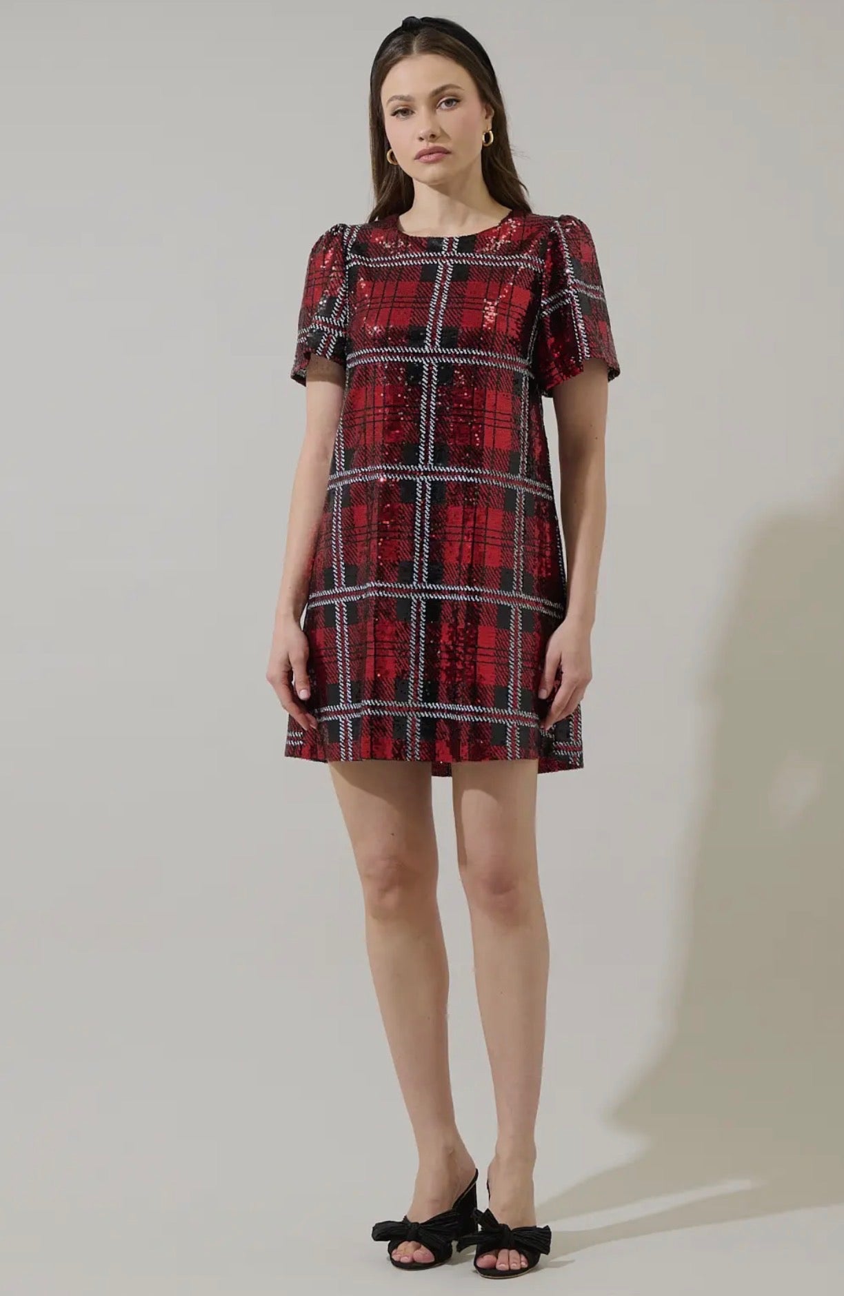 Fedra Sequin Plaid Dress