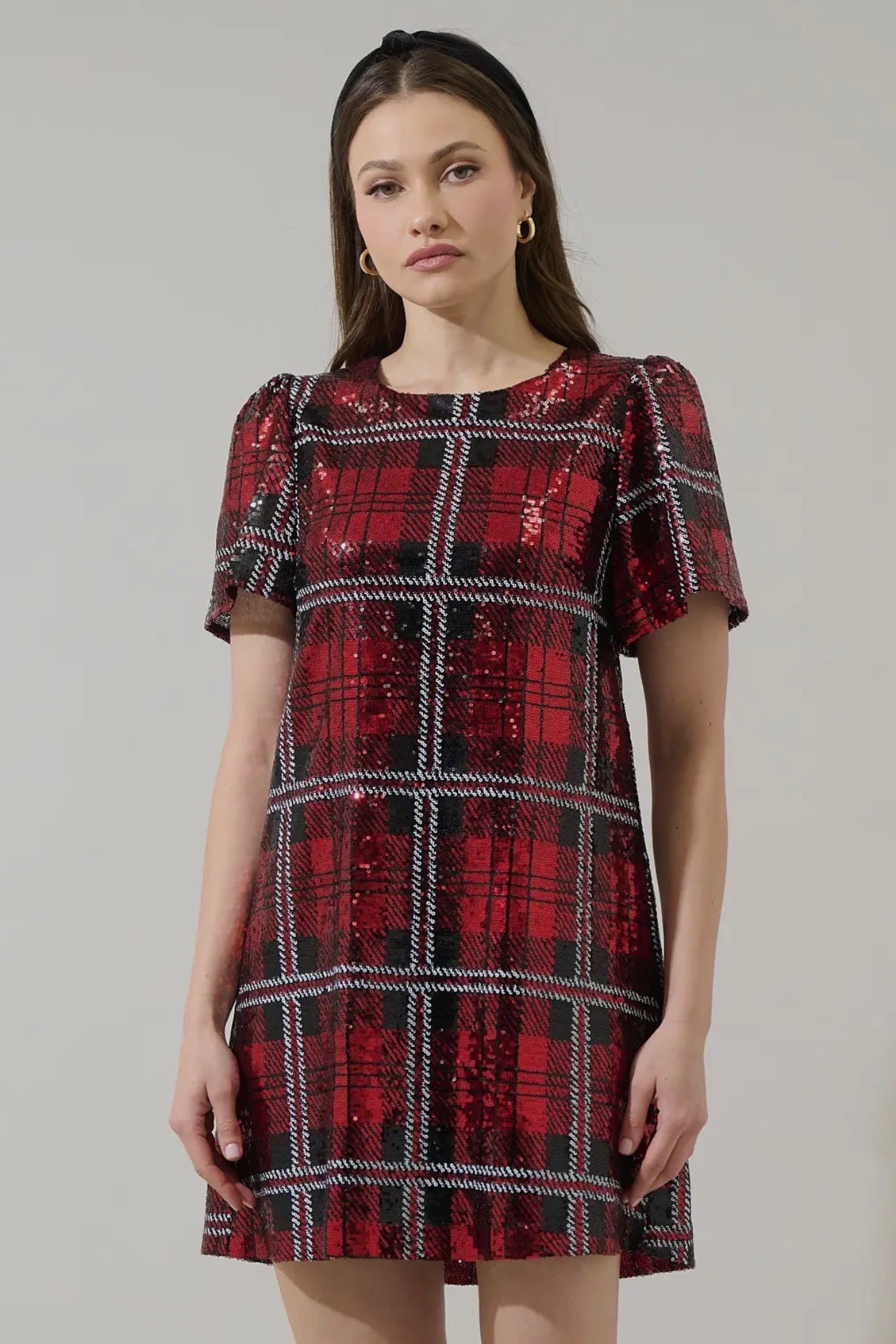 Fedra Sequin Plaid Dress