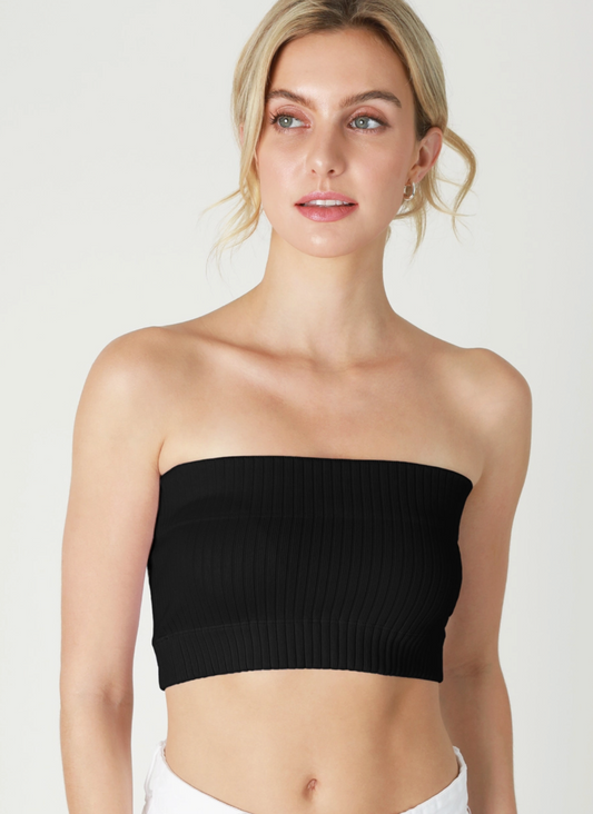Wide Ribbed Tube Top - Black