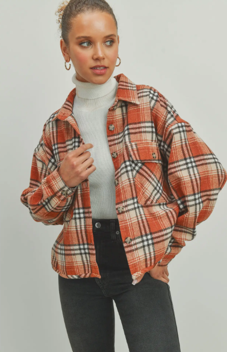 Plaid Crop Fall Shacket