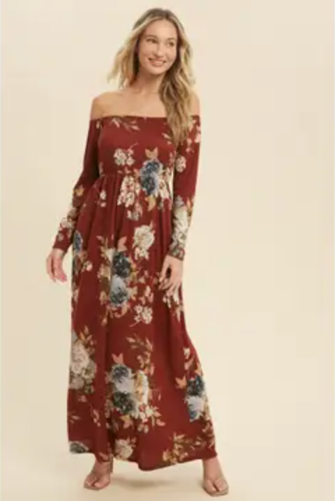 Floral Hacci Brushed Maxi Dress