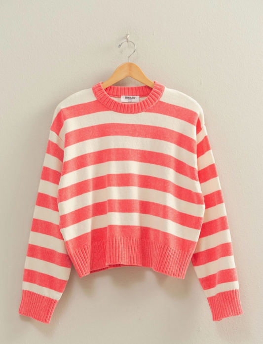 Taffy Pink Striped Sweater