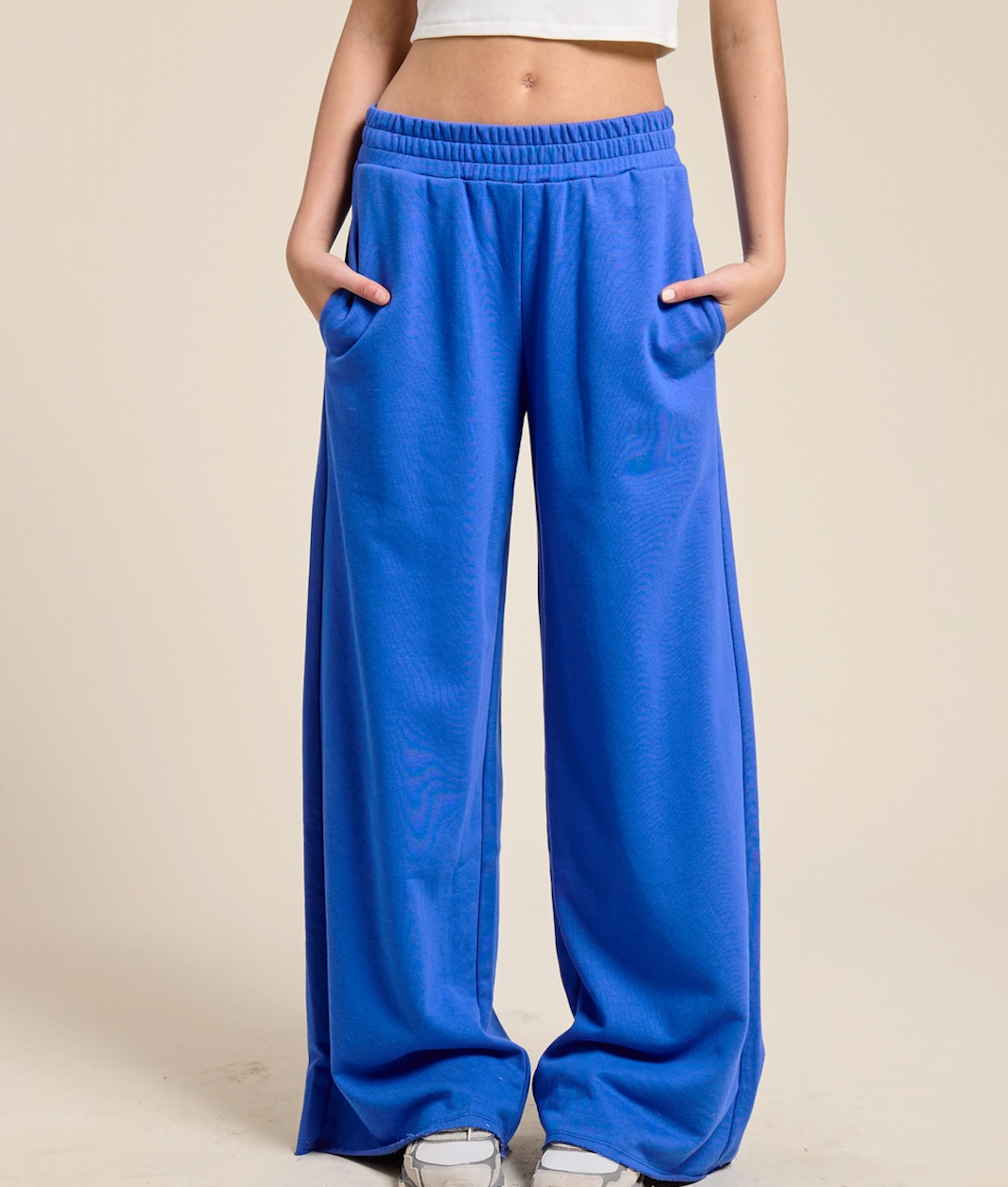 Wide Leg Cotton Jogger - Cobalt