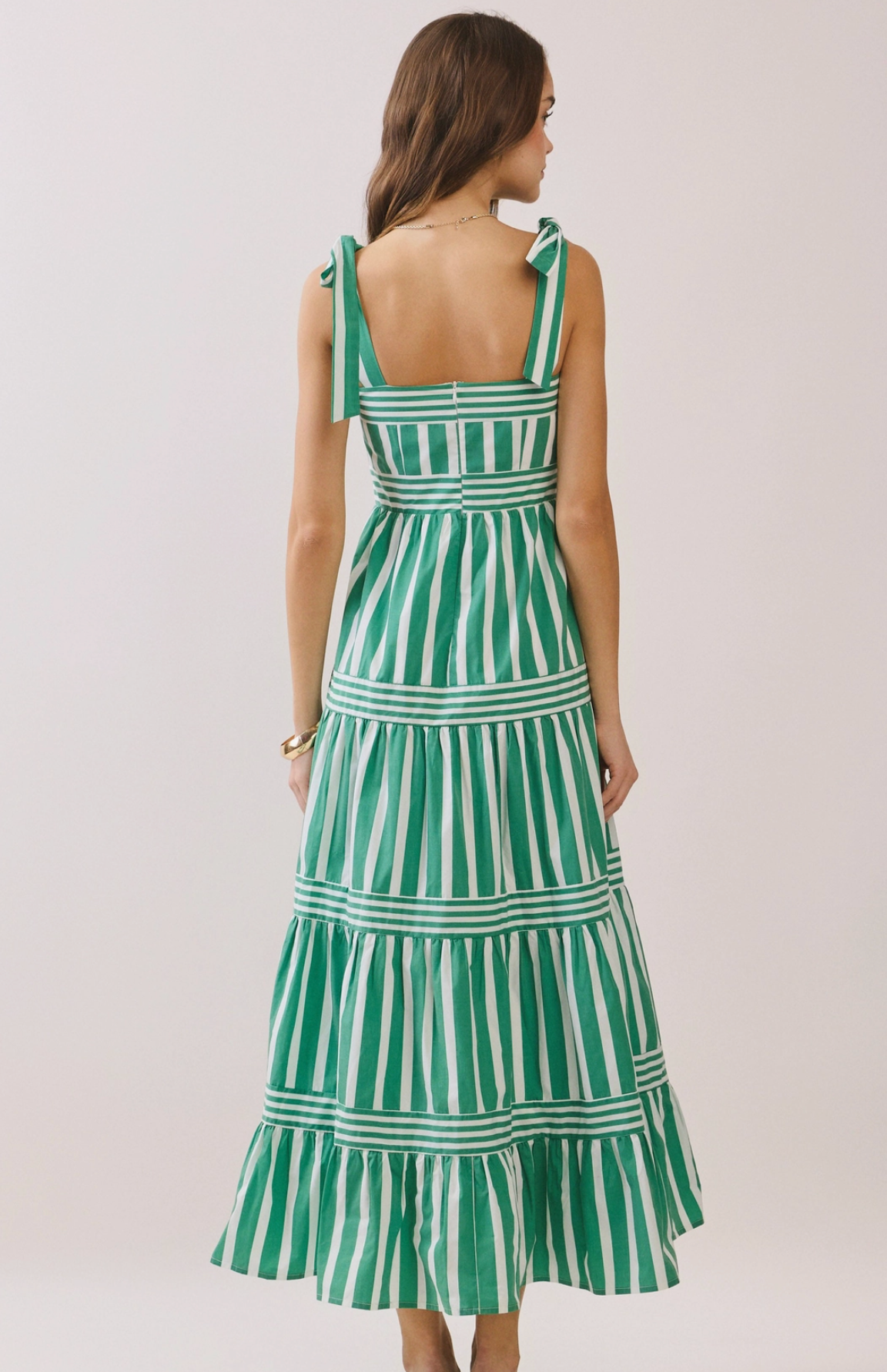 Striped Tie Shoulder Maxi Dress