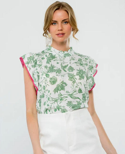 THML Flutter Sleeve Floral Top