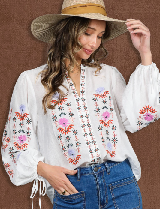 Collette Embroidered Bohemian Top