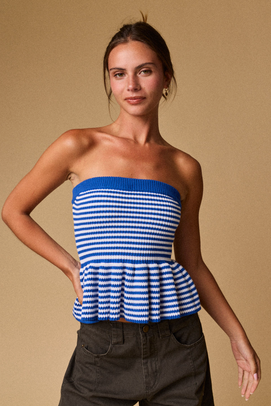 Striped Blue Tube Top
