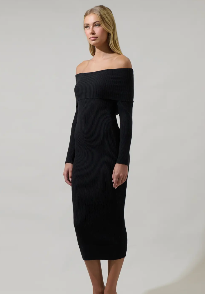 Sugar Lips Off the Shoulder Sweater Dress