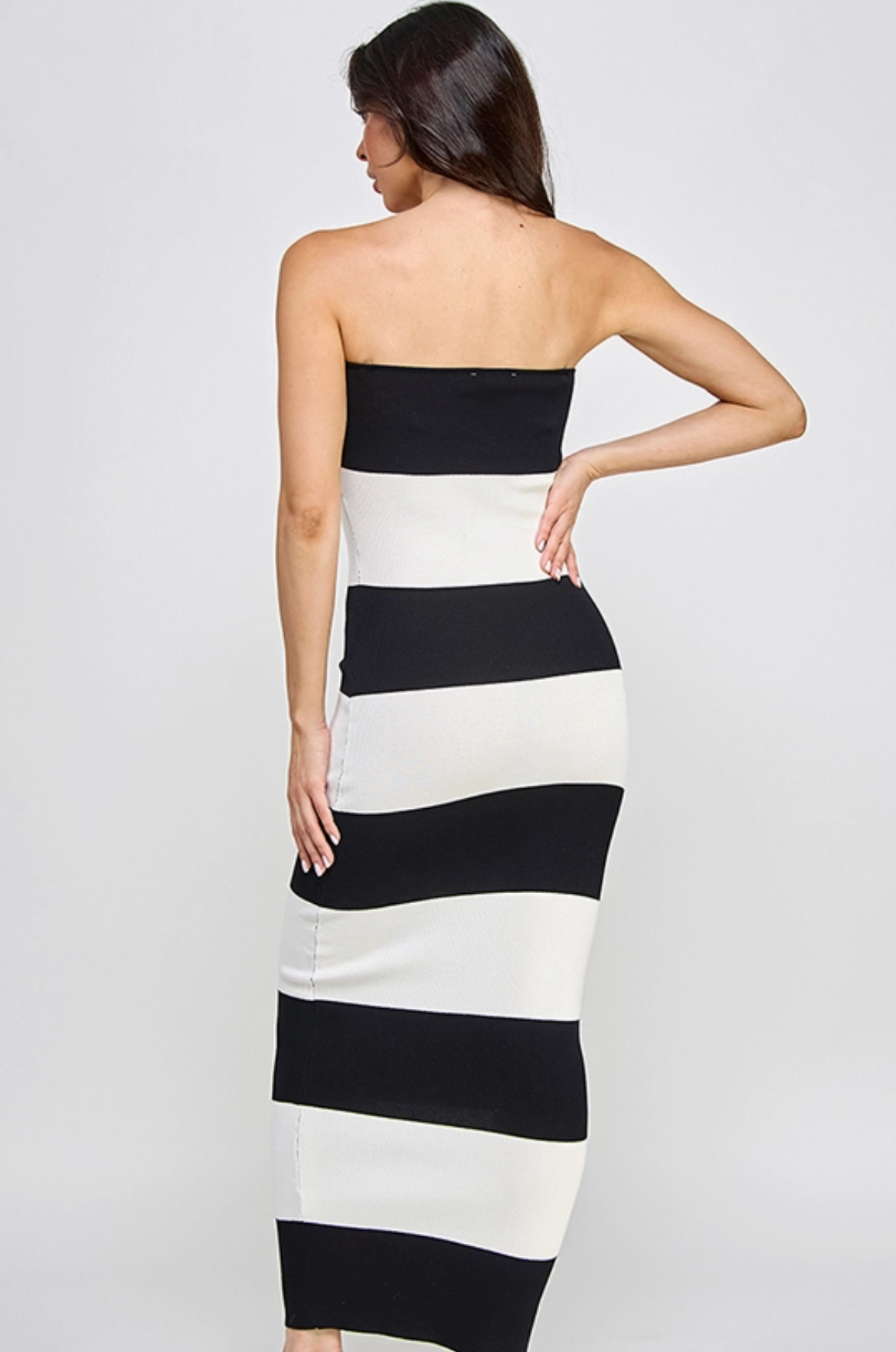 Strapless Striped Maxi Dress