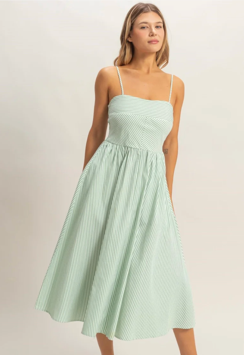 Sage Striped Dress