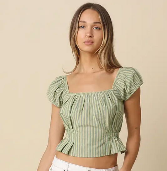 Serena Striped Peplum Top