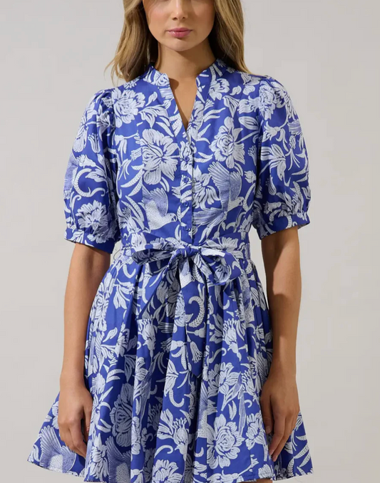 Viry Floral Pleated Mini Dress