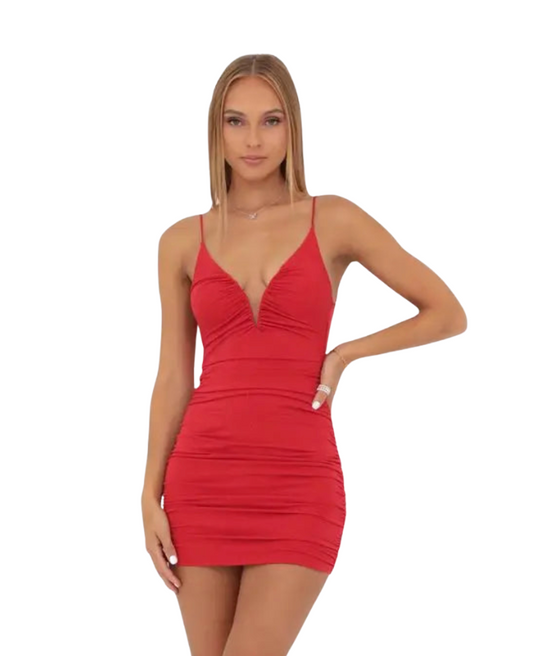Sophie Glitter Ruched Bodycon Dress