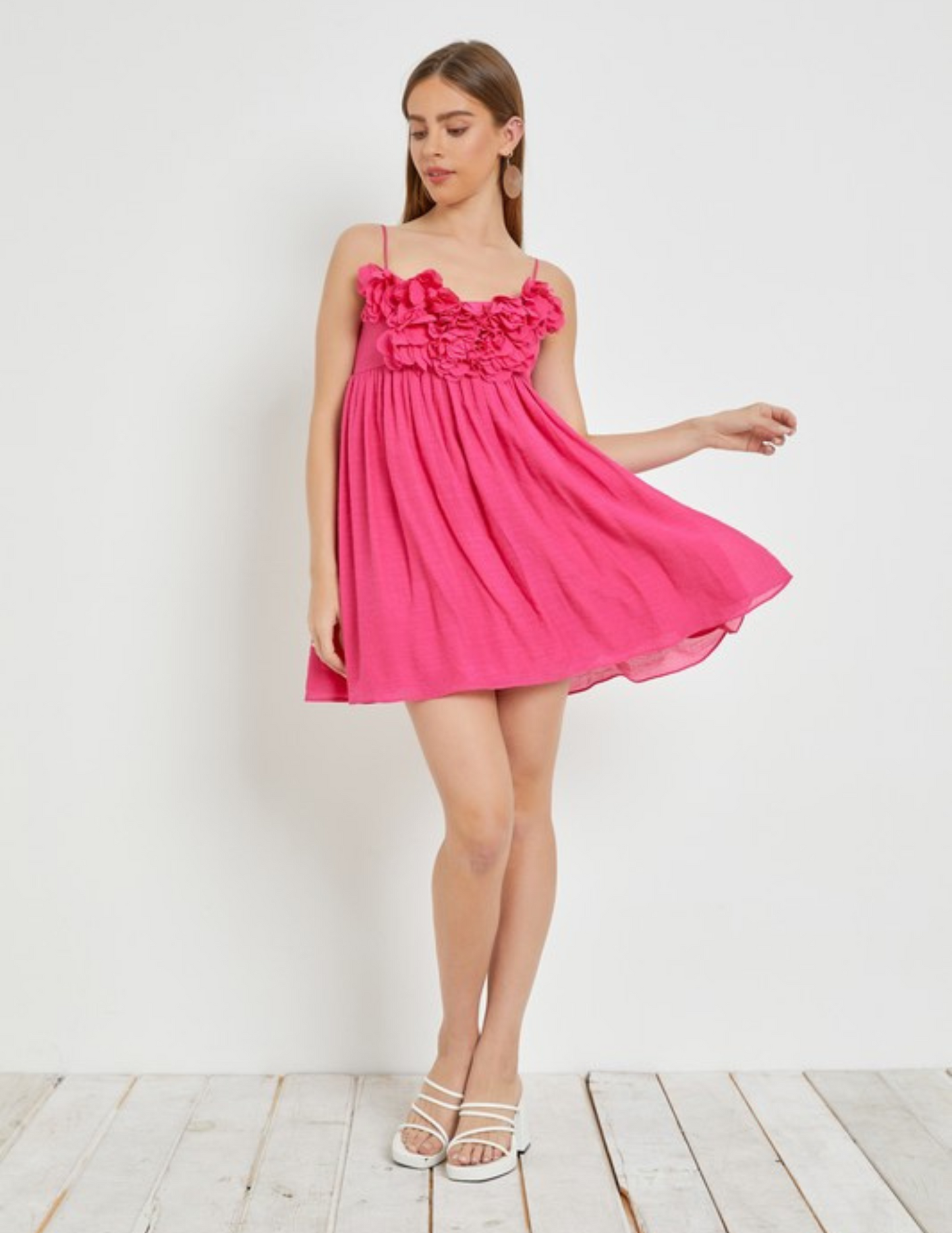 Rose Dreams Mini Dress - hot pink new