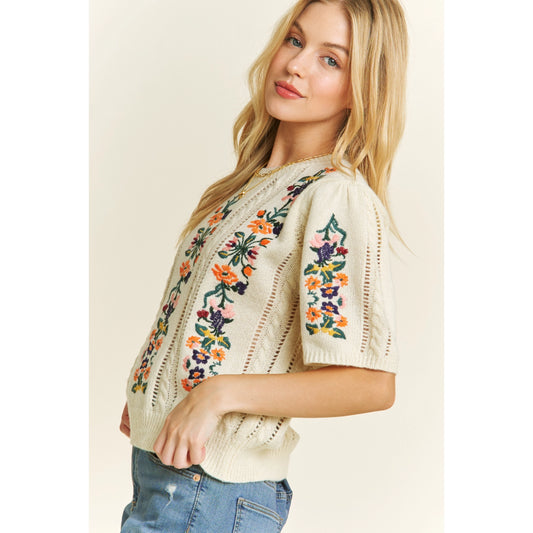 Floral Embroidered Sweater