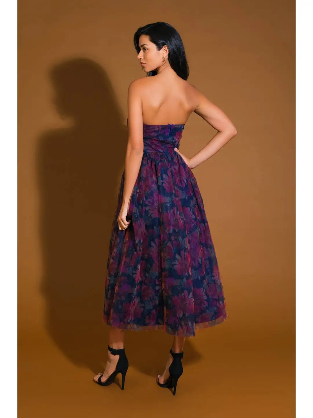 Printed Organza Midi Dress