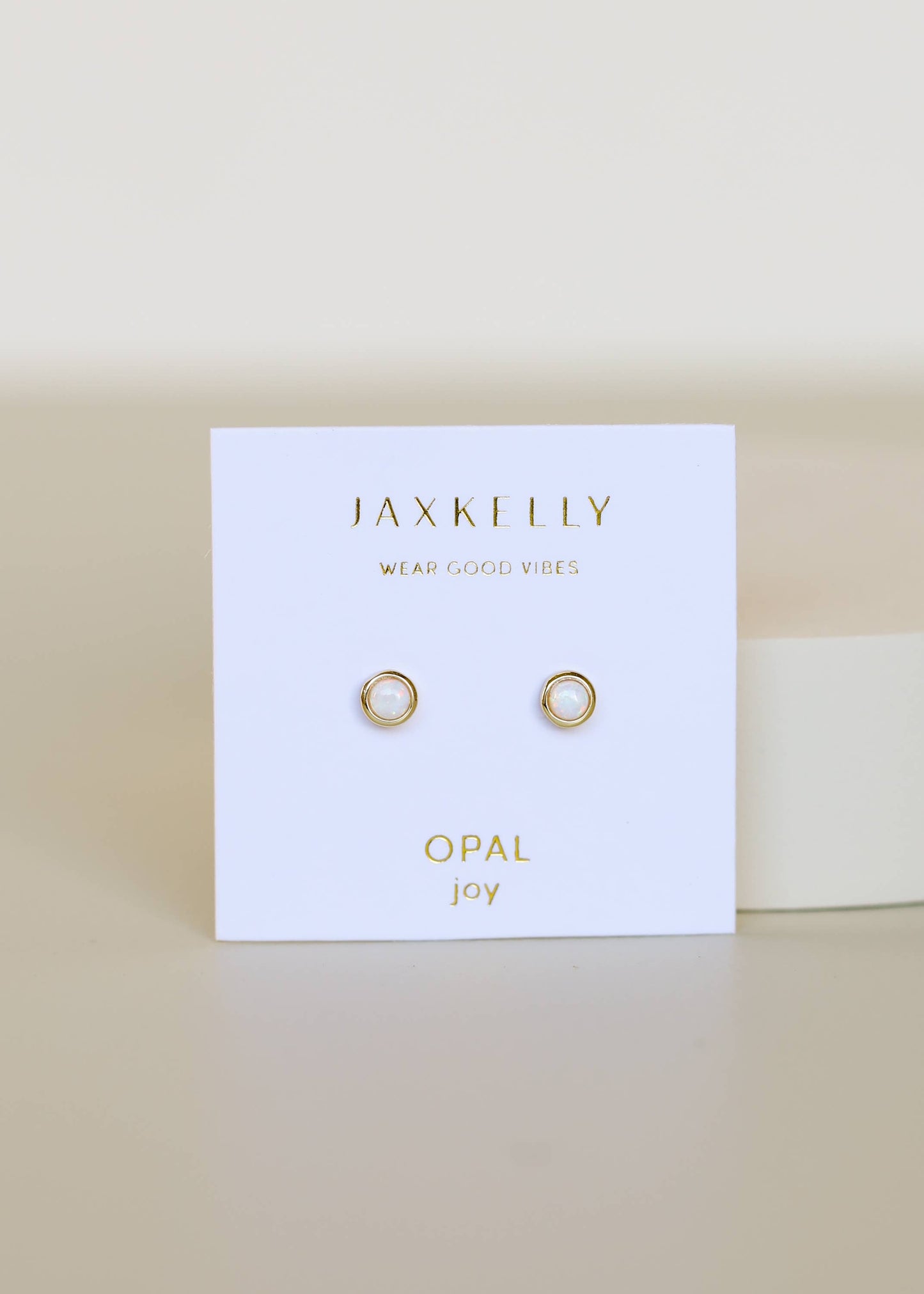 JaxKelly - Simple Stud - White Opal- Earring