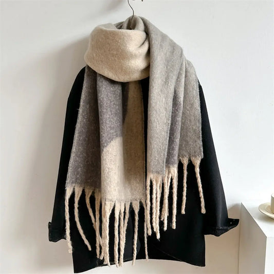 Autumn and Winter Geometric Colorblock -Grey