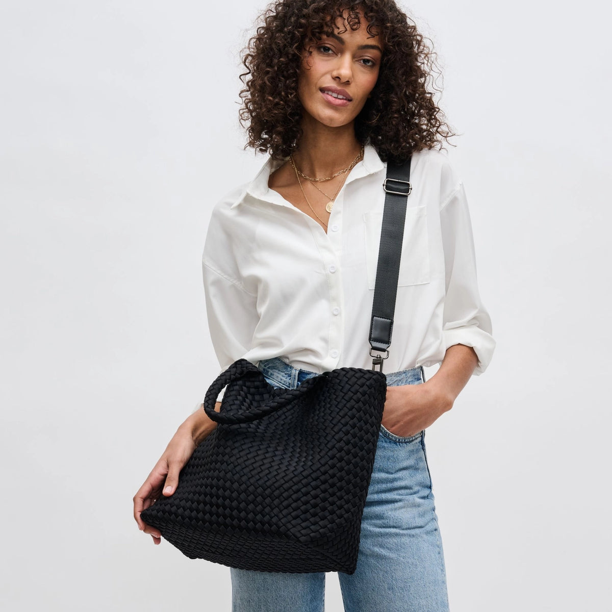 Sky's the Limit - Medium Woven Neoprene Tote - Black