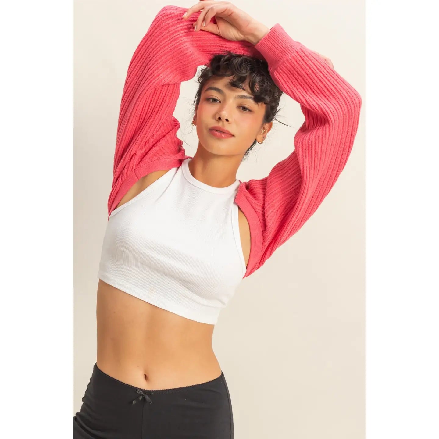 Taffy Pink Shrug Sweater