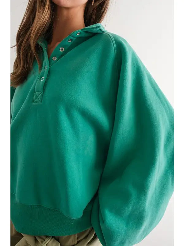 Piper Snap Button Collared Sweater - Green