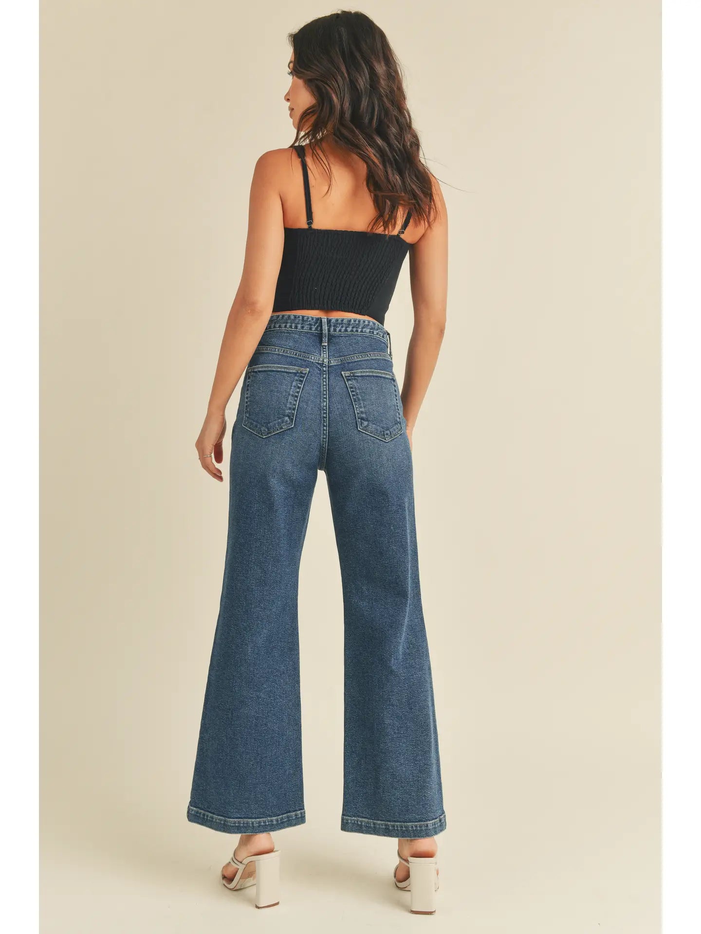 Patch Pocket Wide Leg - Dark Denim