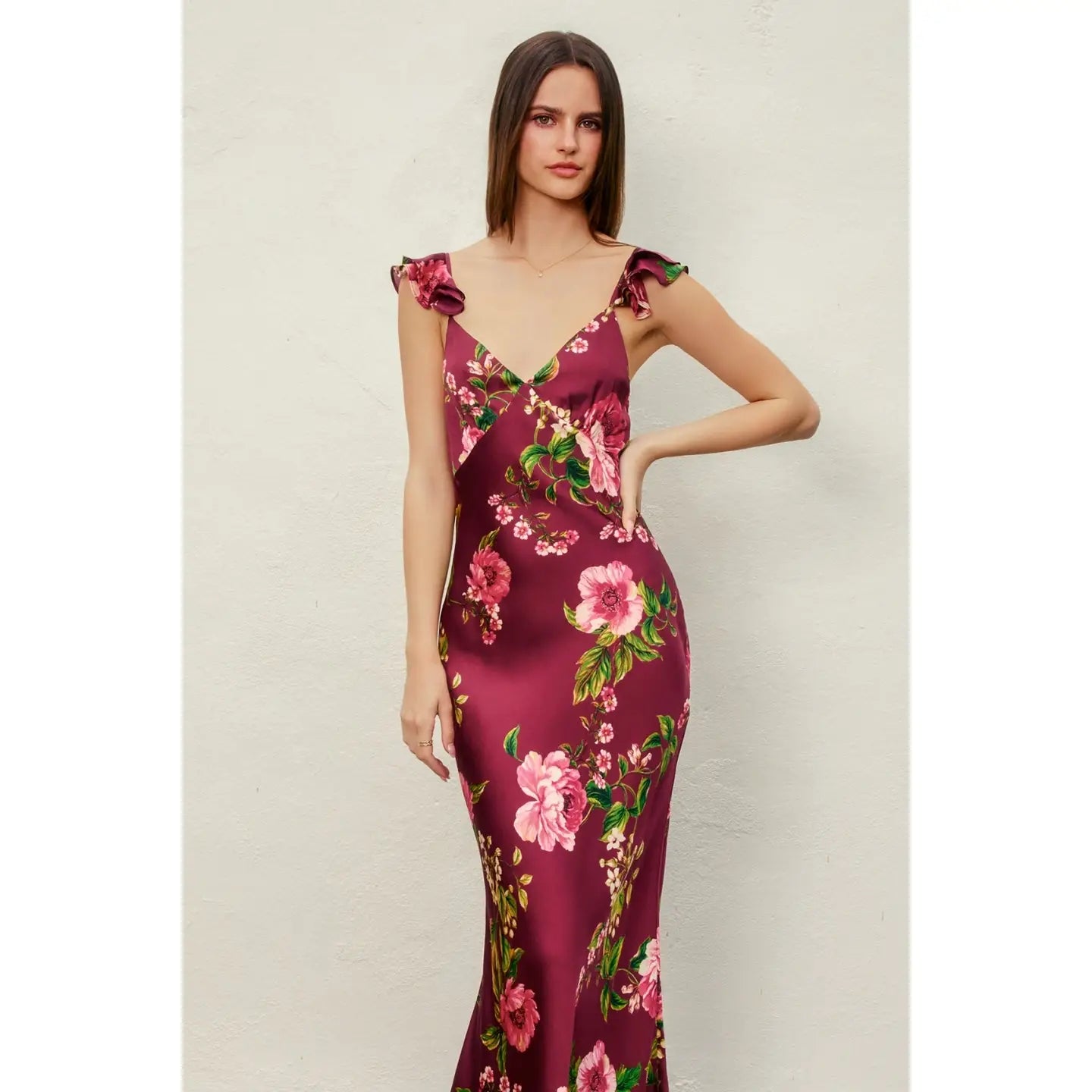 Arabella Flutter Shoulder Maxi Dress