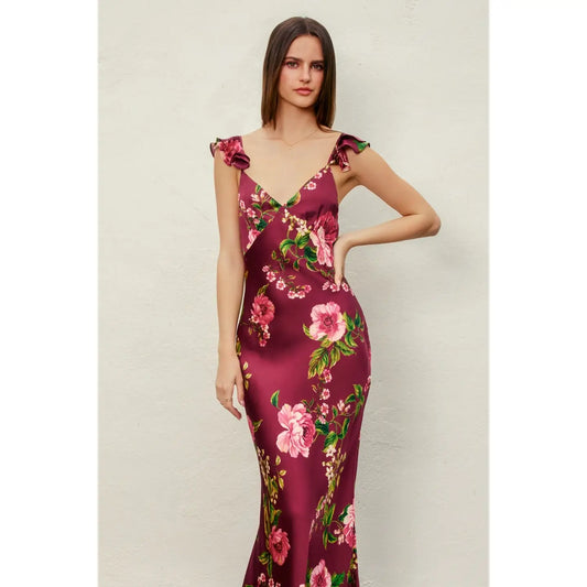 Arabella Flutter Shoulder Maxi Dress